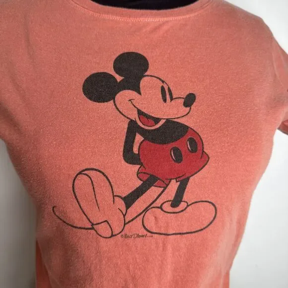 Walt Disney Classic Collection Mickey Mouse T Shirt Womens Size Small Pink USA - Picture 6 of 9